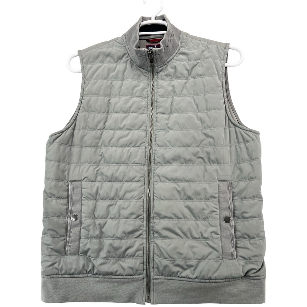 UNTUCKit Rebulo Vest Mens Large Gray Quilted Full Zip Stretch Lightweight